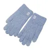 Dark blue knitted gloves are warm and anti-slip, suitable for ladies in autumn and winter Item Picture